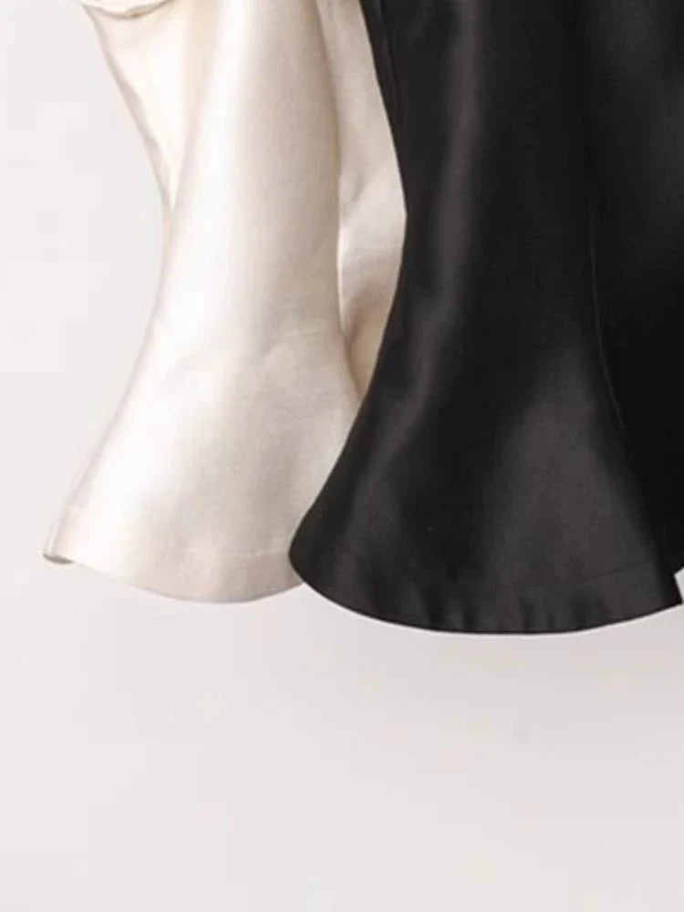 Puff Sleeve O-Neck Crop Blouse