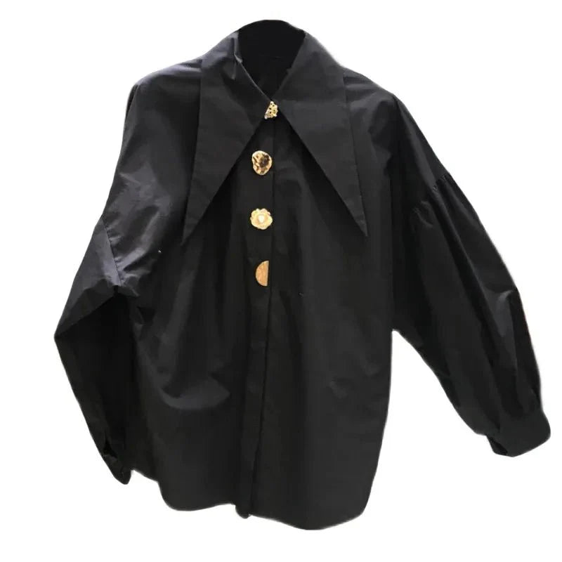 Retro Loose Turn Down Collar Elegant Shirts Blouse