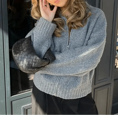 Round Neck Casual Zipper Sweater