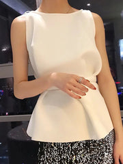Round Neck Sleeveless Off-the-Shoulder Tops