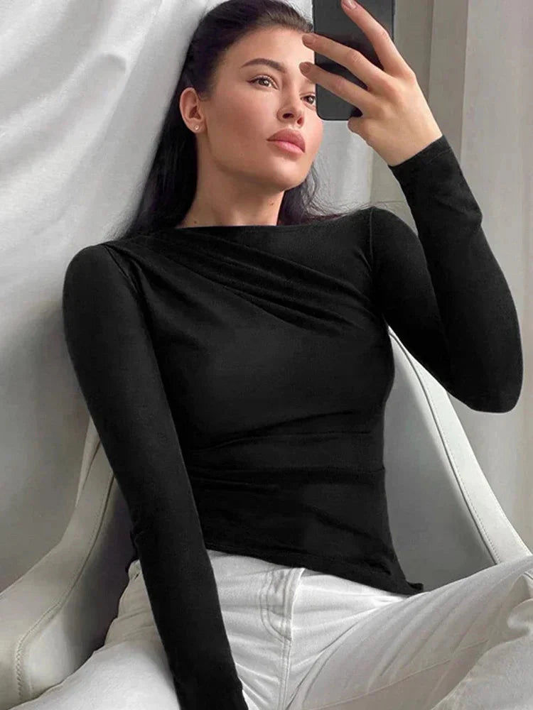 Ruched Long Sleeve Crop Top
