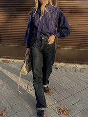 Ruffle Collar Lace-Up Blouse