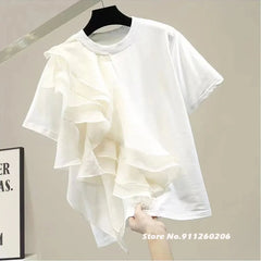 Ruffle Short Sleeve Casual T-Shirt