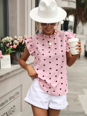 Ruffle Short Sleeve Heart Top