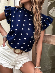 Ruffle Short Sleeve Heart Top