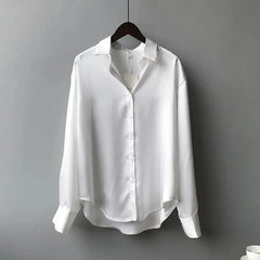 Satin Silk Shirt Vintage Blouse Top