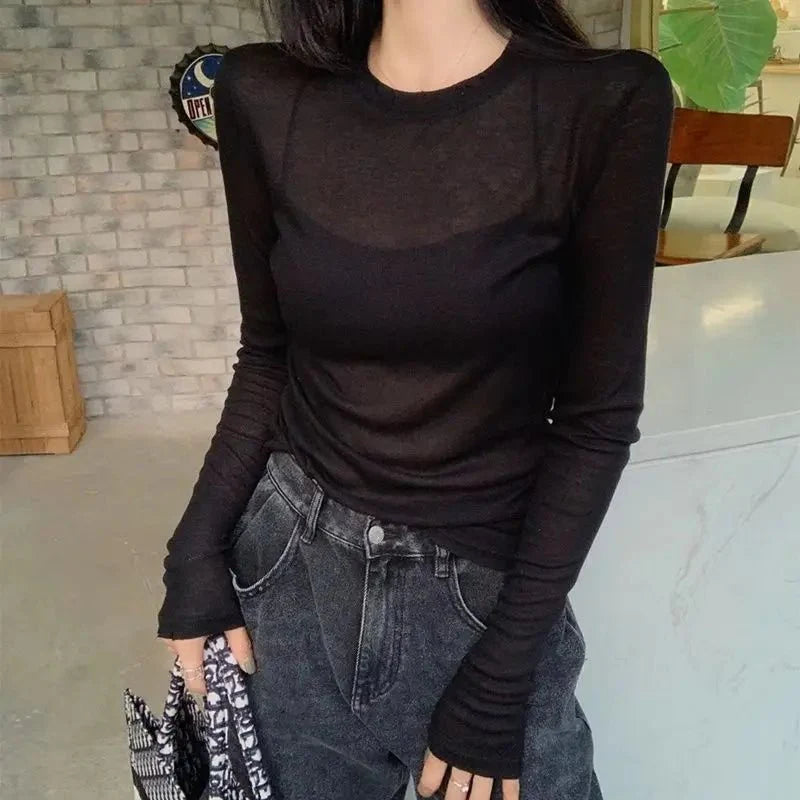 Sheer Long Sleeve T-Shirt
