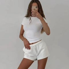 Short Sleeve Simple Soft Hot Basic Crop Top