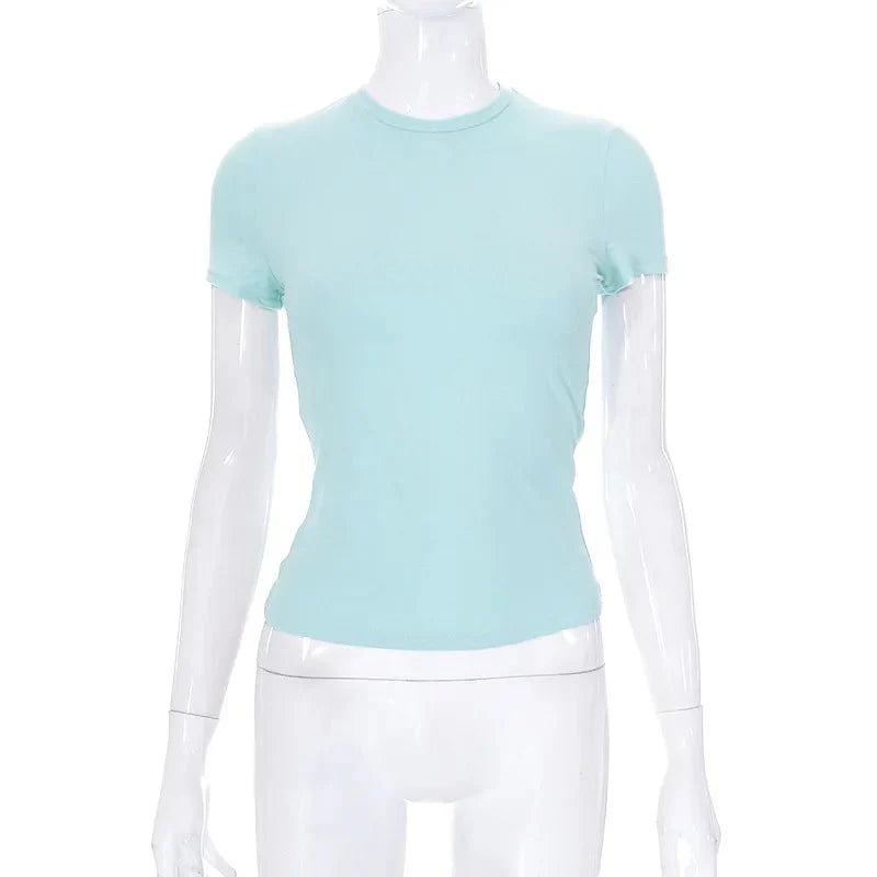 Short Sleeve Simple Soft Hot Basic Crop Top
