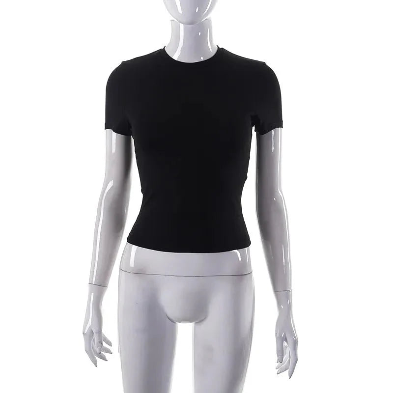 Short Sleeve Simple Soft Hot Basic Crop Top