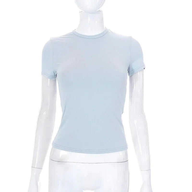 Short Sleeve Simple Soft Hot Basic Crop Top