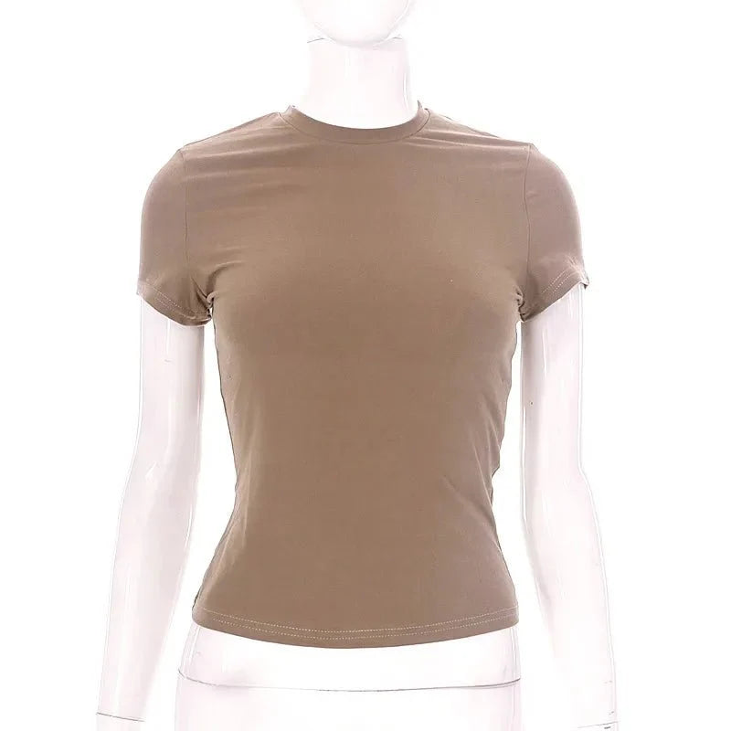 Short Sleeve Simple Soft Hot Basic Crop Top