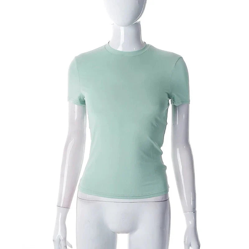 Short Sleeve Simple Soft Hot Basic Crop Top