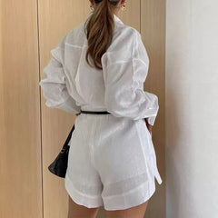 Simple Button Pockets Short Pant with Shirts