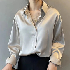 Simple Satin Office Work Look Blouse Tops