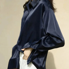 Simple Satin Office Work Look Blouse Tops
