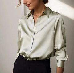 Simple Satin Office Work Look Blouse Tops