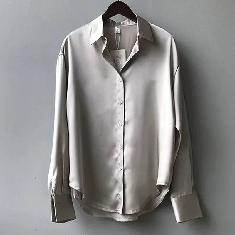Simple Satin Office Work Look Blouse Tops