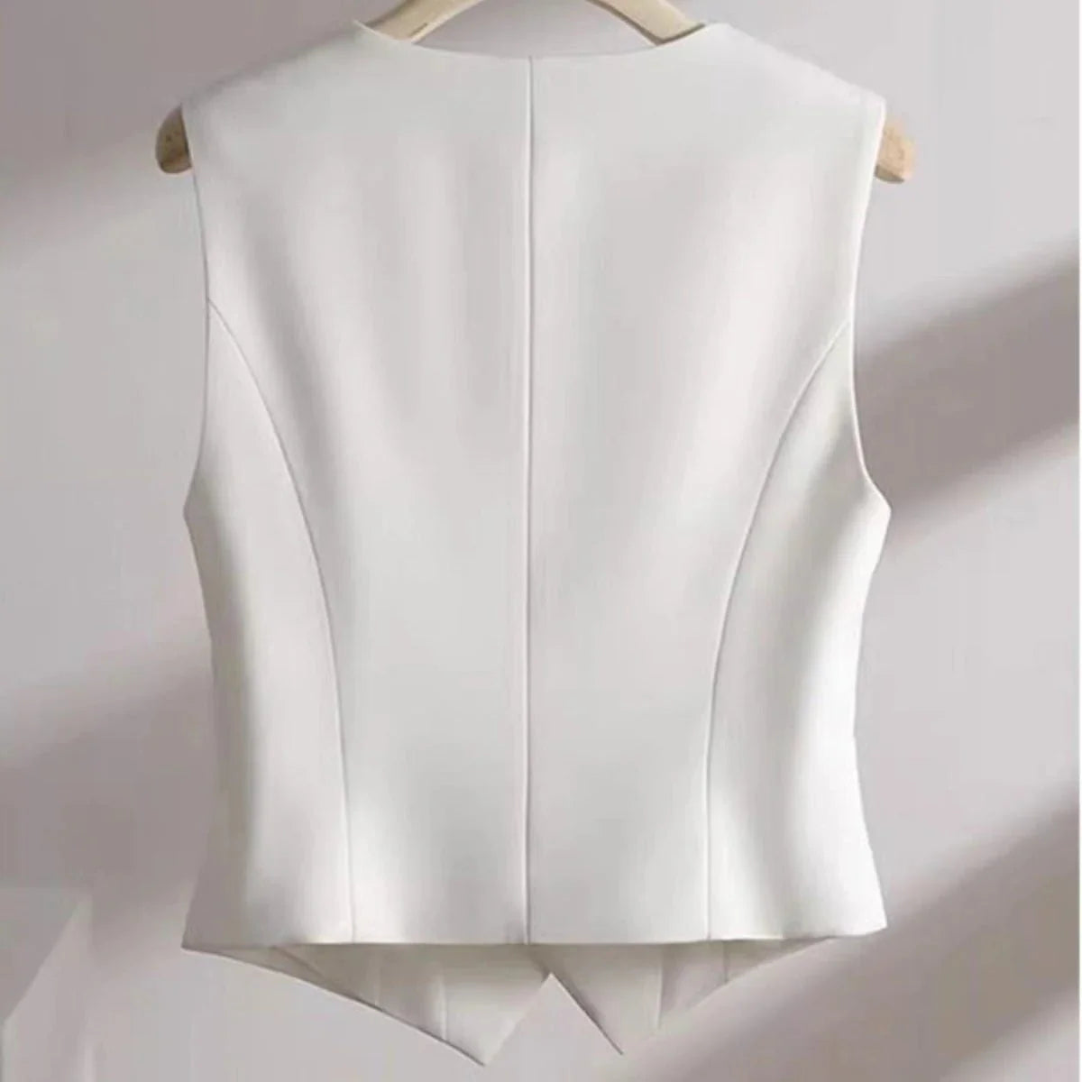 Simple V-Neck Single-Breasted Women's Vest