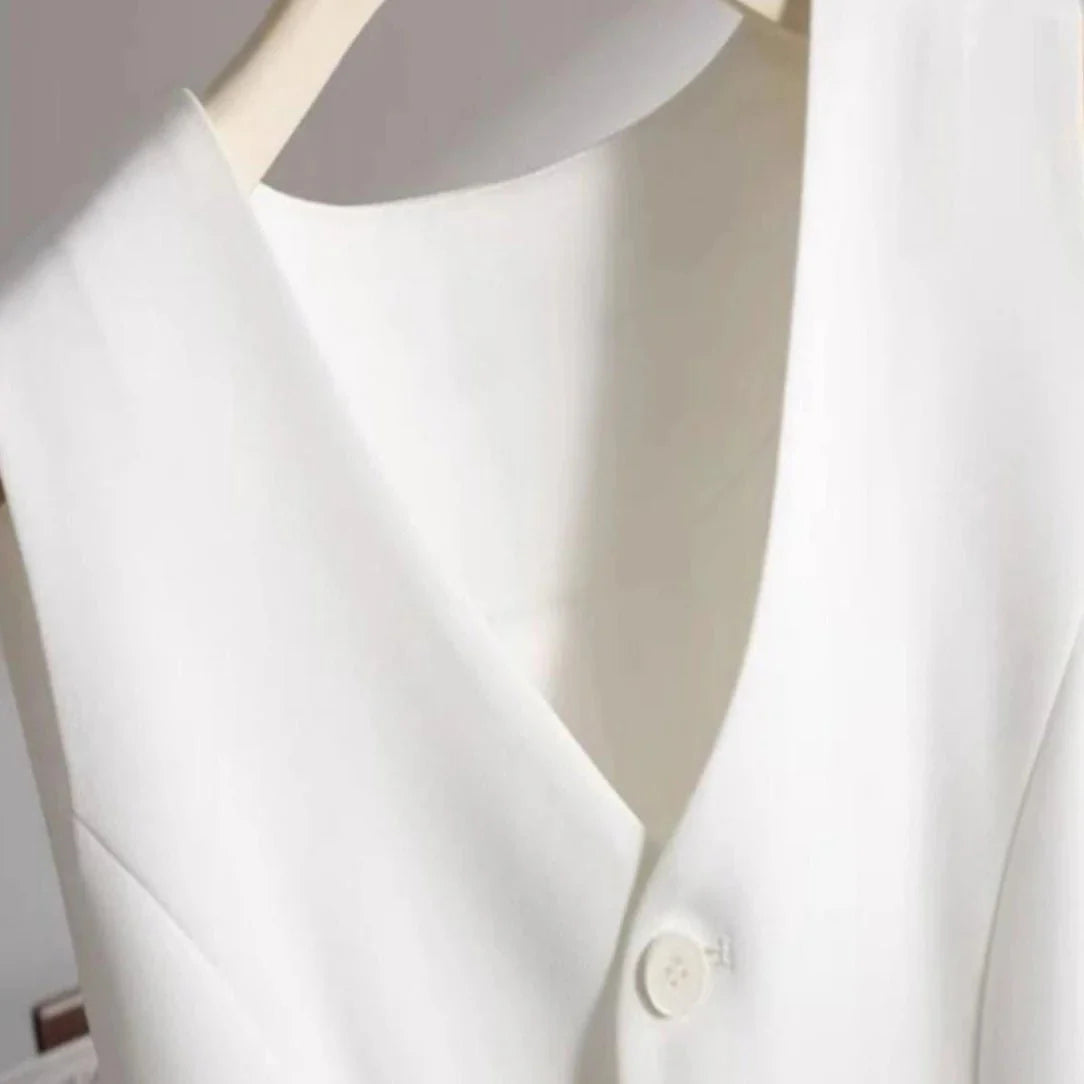 Simple V-Neck Single-Breasted Women's Vest