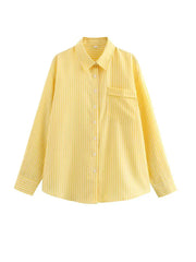 Single-Breasted Striped Long Sleeve Shirt