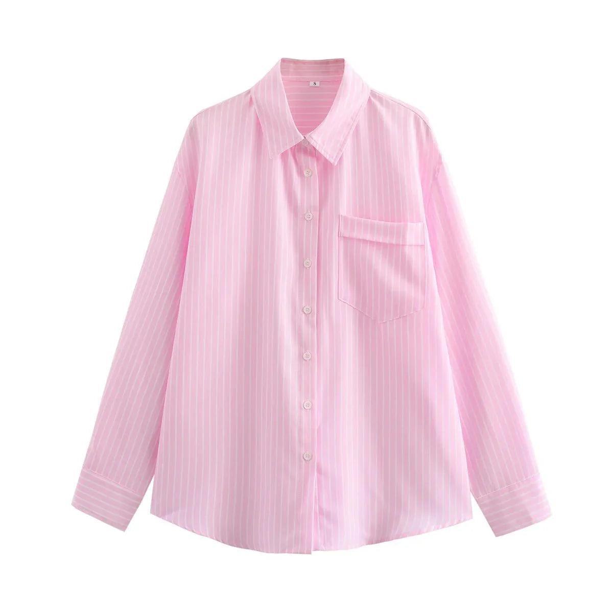 Single-Breasted Striped Long Sleeve Shirt
