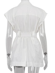 Sleeveless Cotton Shirt with Pockets