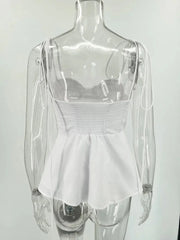 Sleeveless Stretchable White Tops