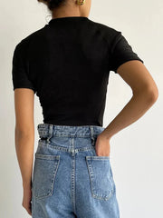 Slim Solid Hollow Out Pullover Top