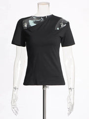 Slim Solid Hollow Out Pullover Top