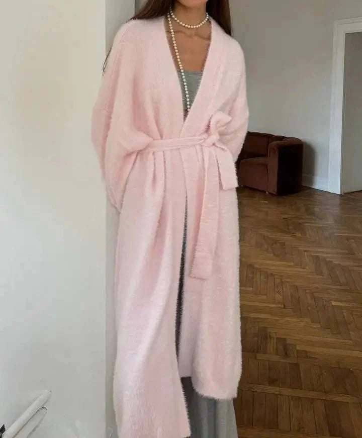Soft Knitted Cardigan and Vest Midi Dress