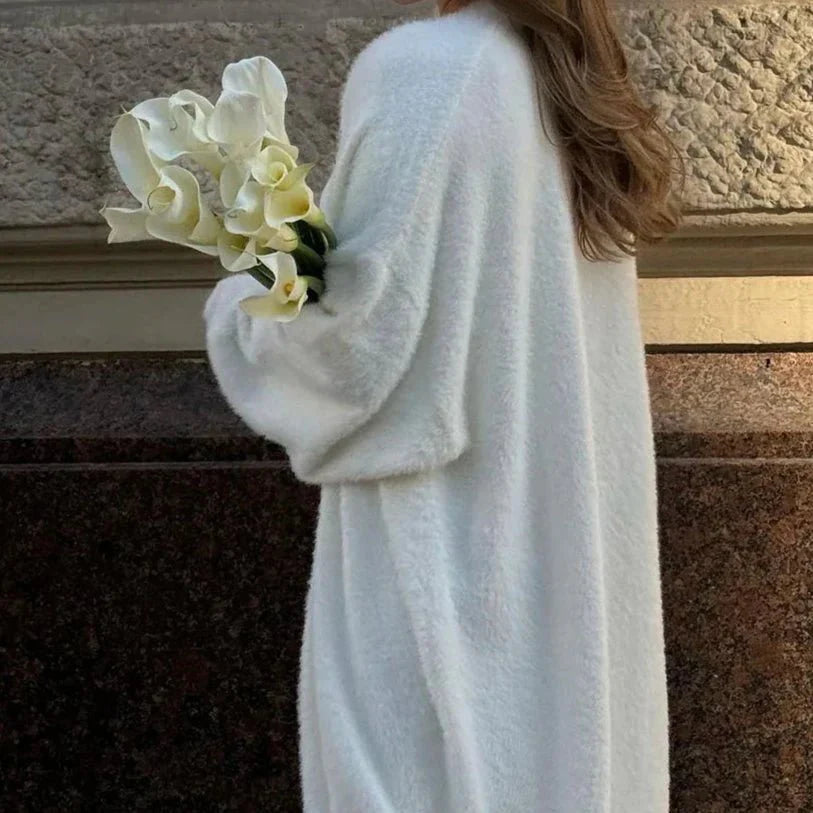 Soft Knitted Cardigan and Vest Midi Dress
