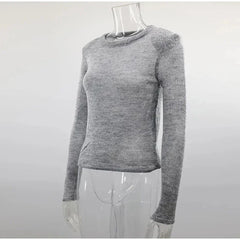 Solid Round Neck Knitted Sweater