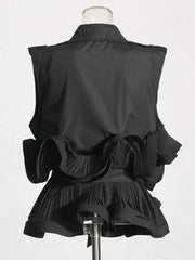 Spliced Folds Sleeveless Shirt