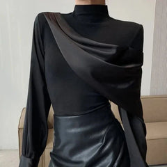 Splicing Turtleneck Shirt