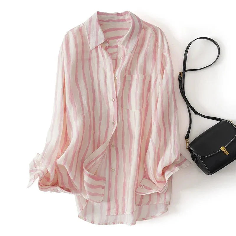 Striped Cotton Single Breasted Shirts