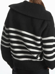 Striped Half-Zip Knit Sweater