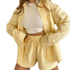 Striped Long Sleeve Shirt Short Pants Sets