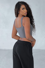 Studio Square Neck Crop - Charcoal