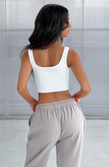 Studio Square Neck Crop - White