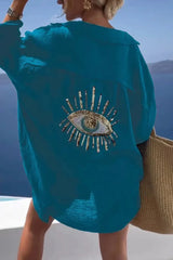 Summer Fashion Evil Eye Sequin Shirt