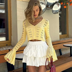 Summer Fashion V-Neck Knit Top