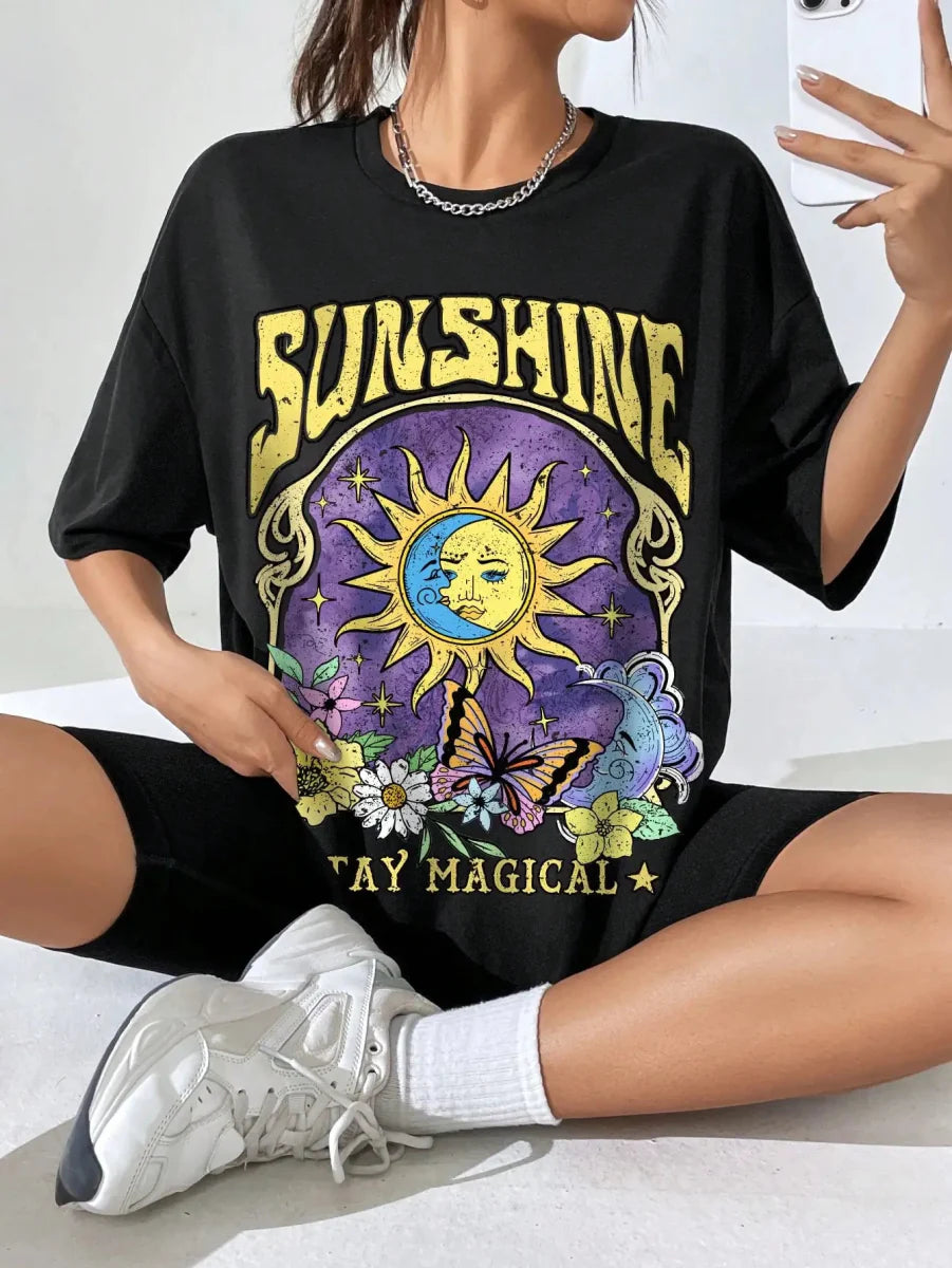 Sun Moon Flower Butterfly Party Tshirt