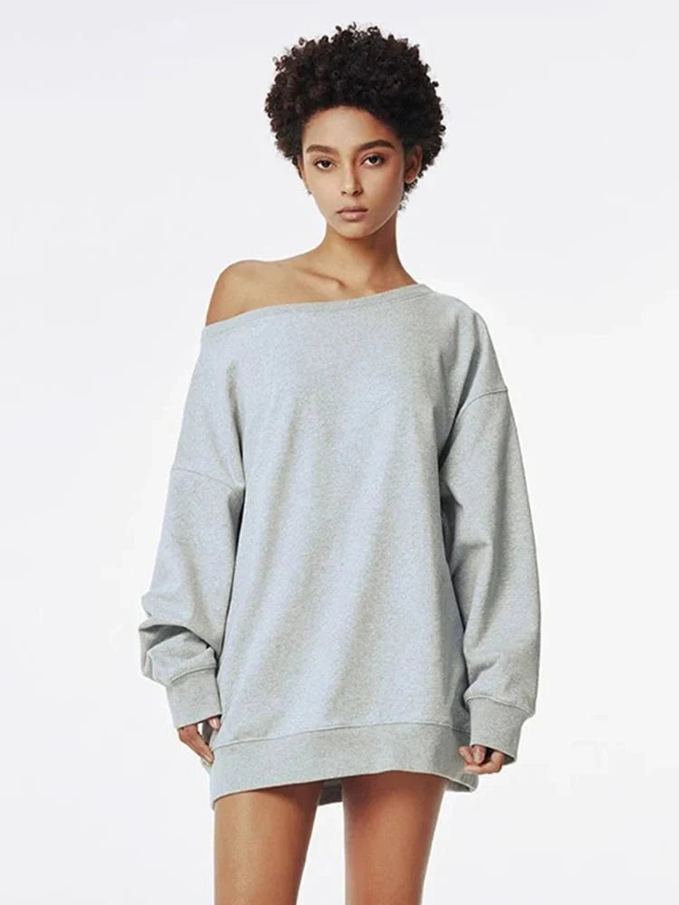 Sweatshirt Pullover Loose Off Shoulder Tops