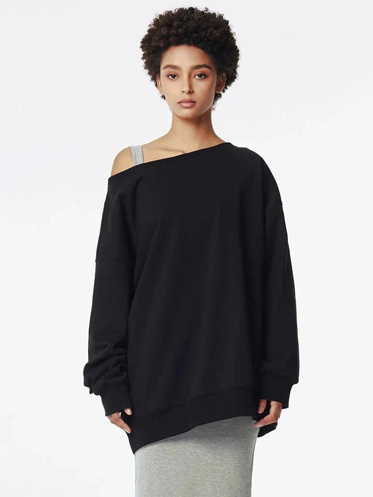 Sweatshirt Pullover Loose Off Shoulder Tops