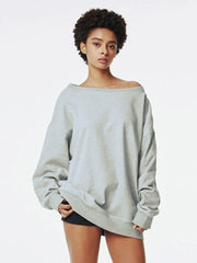Sweatshirt Pullover Loose Off Shoulder Tops