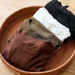Thin O-Neck Solid Wool Long Sleeve T Shirt