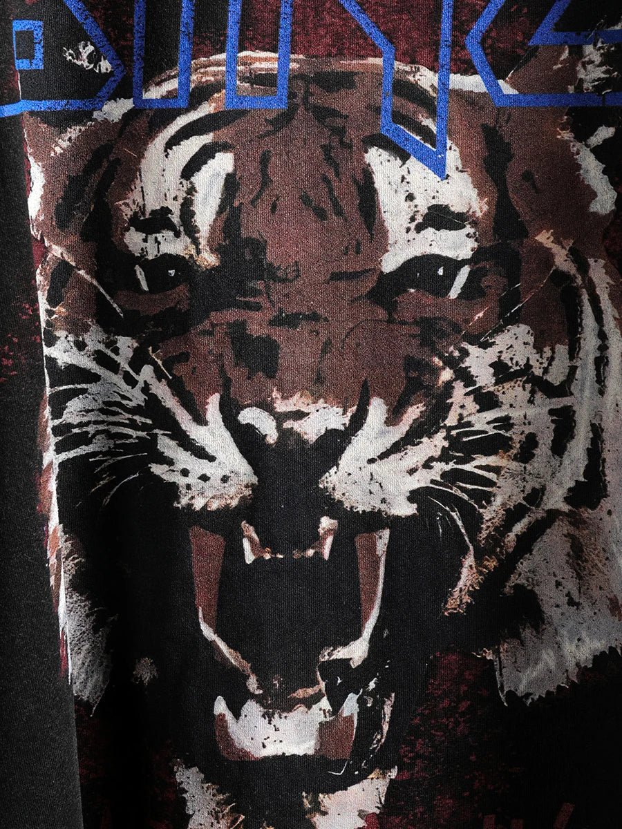 Tiger Washed Black Cotton Vintage T-shirts