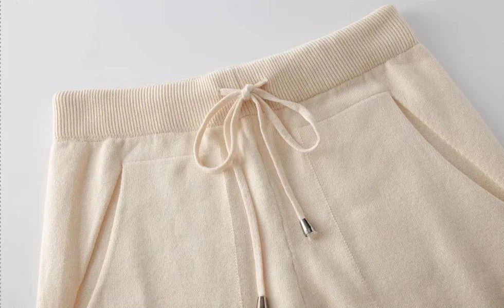 Tracksuit Turtleneck Sweater and Elastic Trousers Suits Knitted Two Piece Set
