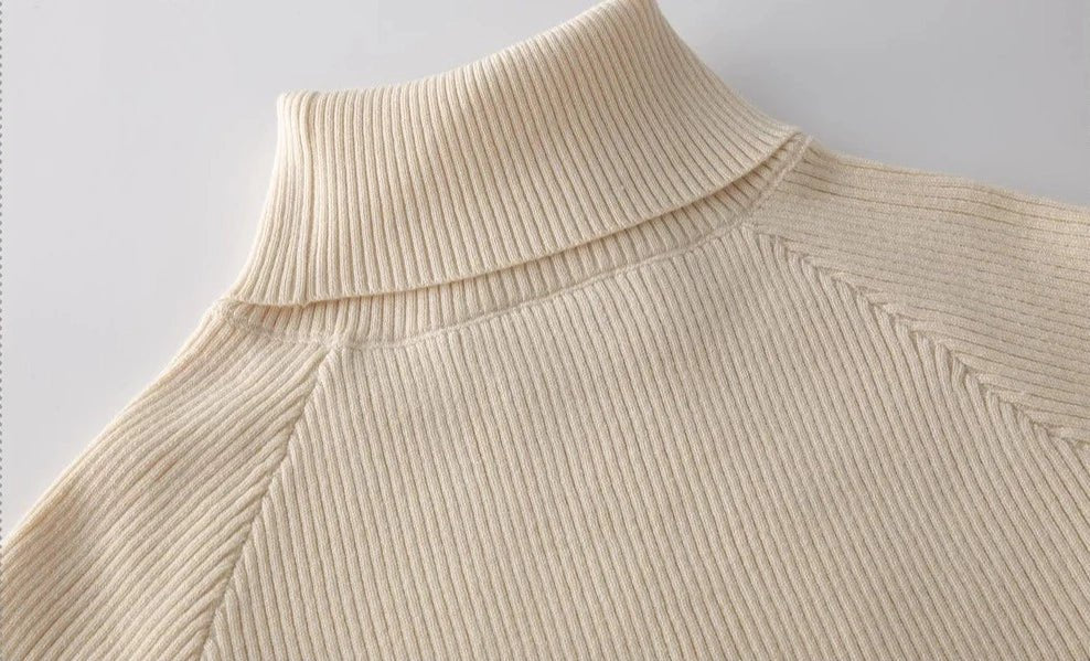 Tracksuit Turtleneck Sweater and Elastic Trousers Suits Knitted Two Piece Set